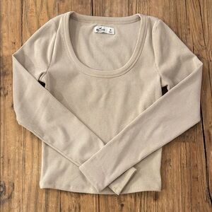 Hollister Beige Ribbed Long Sleeve Top